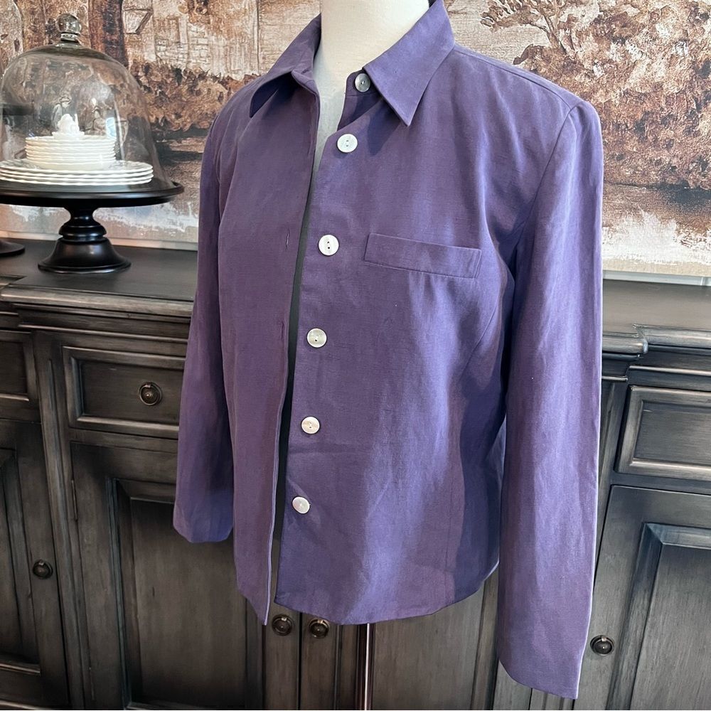 Coldwater Creek Purple Blazer Lightweight Padded Shoulders size 10